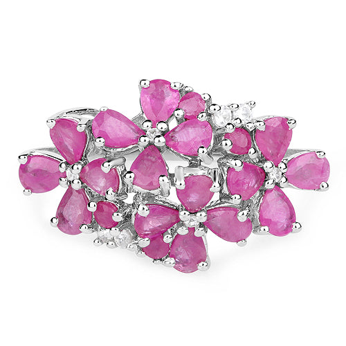 3.51 Carat Genuine Ruby and White Zircon .925 Sterling Silver Ring on sale at MyriadMart