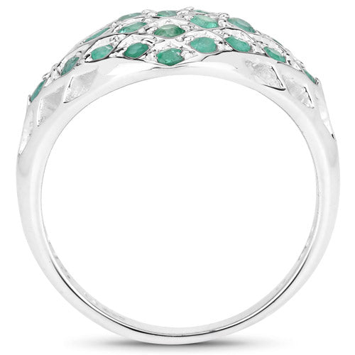 0.90 Carat Genuine Emerald .925 Sterling Silver Ring on sale at MyriadMart