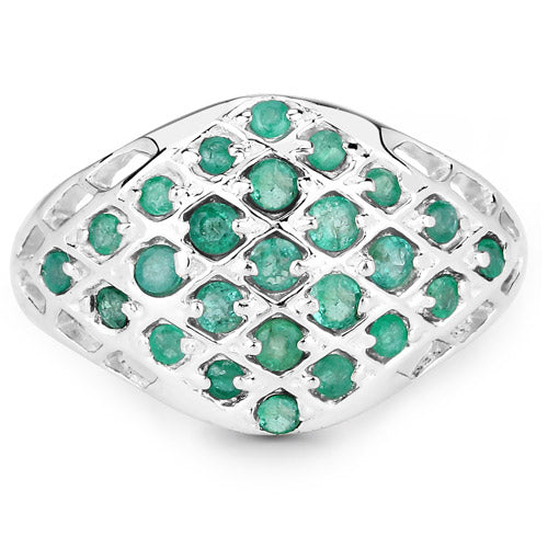 0.90 Carat Genuine Emerald .925 Sterling Silver Ring on sale at MyriadMart