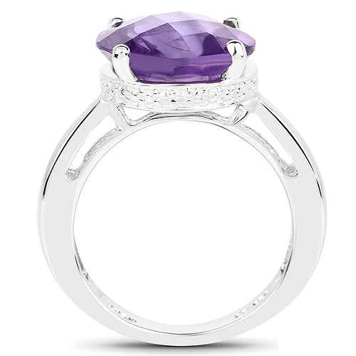 5.60 Carat Genuine Amethyst .925 Sterling Silver Ring on sale at MyriadMart