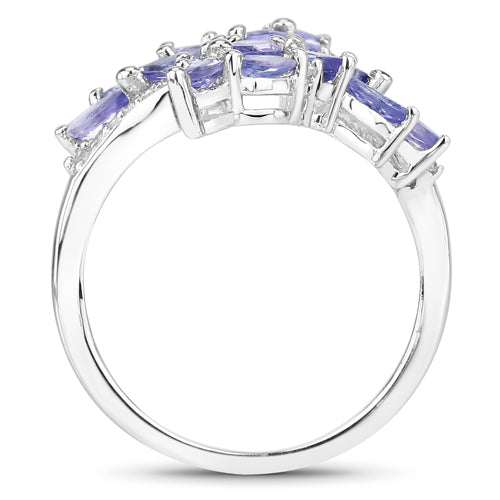 1.73 Carat Genuine Tanzanite and White Zircon .925 Sterling Silver Ring on sale at MyriadMart