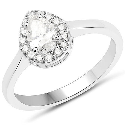 14K White Gold 0.64 Carat Genuine White Diamond Ring on sale at MyriadMart