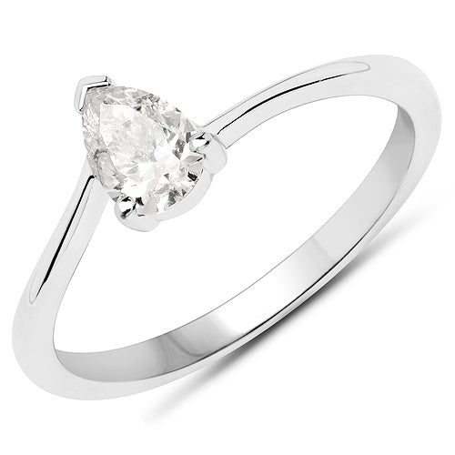 14K White Gold 0.50 Carat Genuine White Diamond Ring on sale at MyriadMart