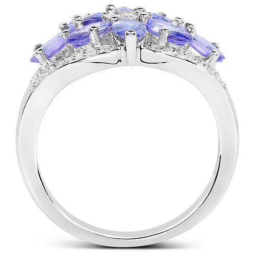 2.27 Carat Genuine Tanzanite and White Zircon .925 Sterling Silver Ring on sale at MyriadMart