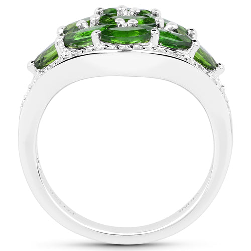 2.37 Carat Genuine Chrome Diopside and White Diamond .925 Sterling Silver Ring on sale at MyriadMart