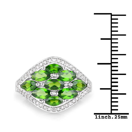 2.37 Carat Genuine Chrome Diopside and White Diamond .925 Sterling Silver Ring on sale at MyriadMart