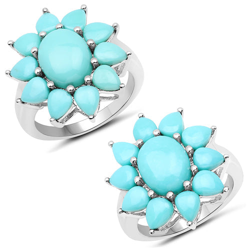 5.20 Carat Genuine Turquoise .925 Sterling Silver Ring on sale at MyriadMart