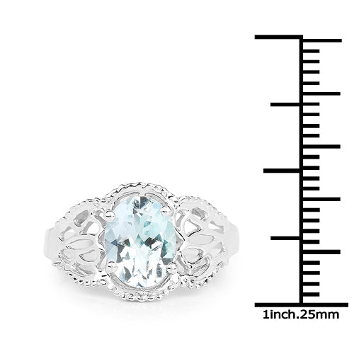 1.50 Carat Genuine Aquamarine .925 Sterling Silver Ring on sale at MyriadMart