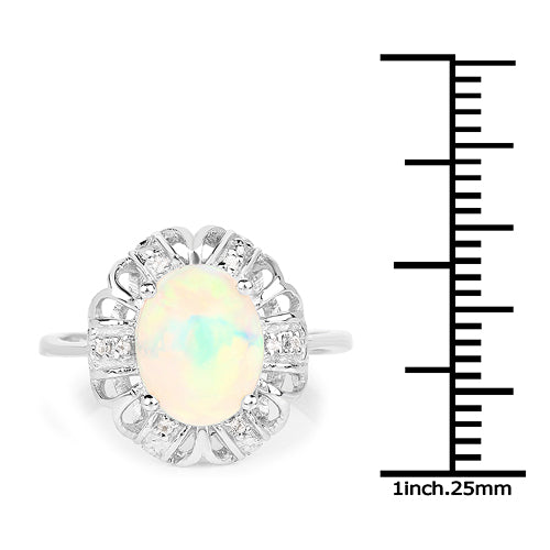 1.73 Carat Genuine Ethiopian Opal & White Topaz .925 Sterling Silver Ring on sale at MyriadMart