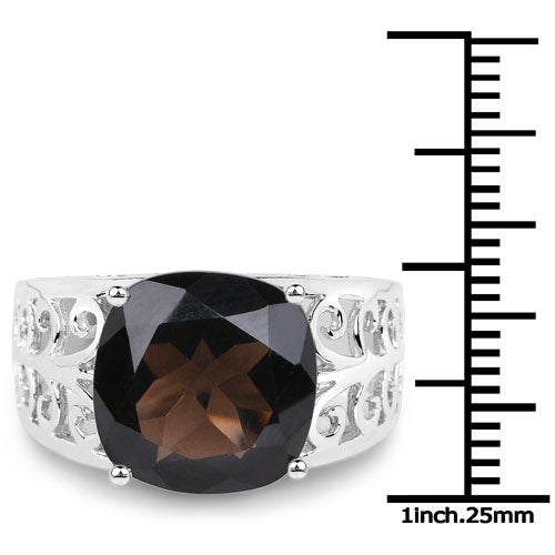 7.09 Carat Genuine Smoky Quartz .925 Sterling Silver Ring on sale at MyriadMart