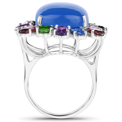 26.67 Carat Genuine Multi Stones .925 Sterling Silver Ring on sale at MyriadMart