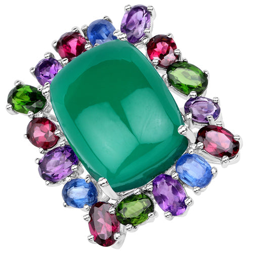 26.67 Carat Genuine Multi Stones .925 Sterling Silver Ring on sale at MyriadMart