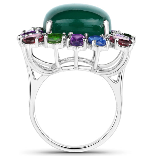 26.67 Carat Genuine Multi Stones .925 Sterling Silver Ring on sale at MyriadMart