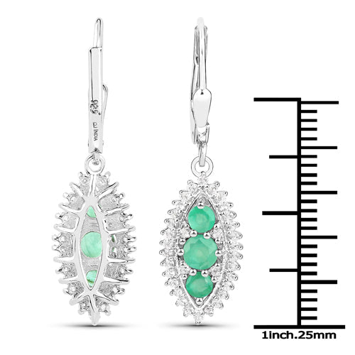 3.52 Carat Genuine Zambian Emerald and White Topaz .925 Sterling Silver 3 Piece Jewelry Set Ring, Earrings, and Pendant w/ Chain on sale at MyriadMart