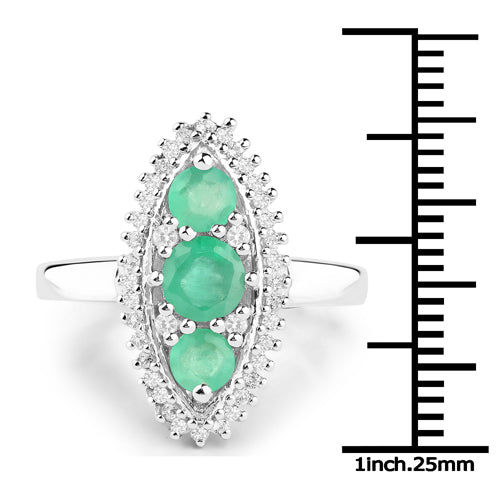 3.52 Carat Genuine Zambian Emerald and White Topaz .925 Sterling Silver 3 Piece Jewelry Set Ring, Earrings, and Pendant w/ Chain on sale at MyriadMart