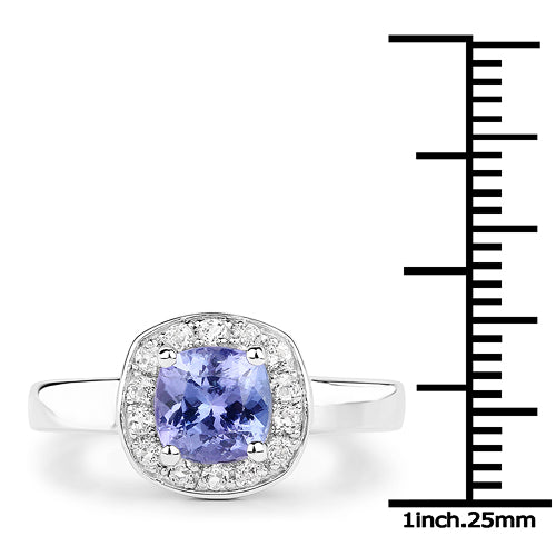 1.51 Carat Genuine Tanzanite and White Topaz .925 Sterling Silver ring on sale at MyriadMart