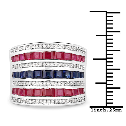 3.36 Carat Genuine Multi Stones .925 Sterling Silver Ring on sale at MyriadMart