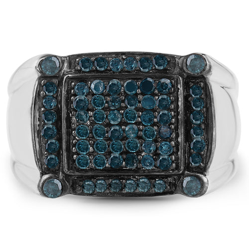 0.81 Carat Genuine Blue Diamond .925 Sterling Silver Ring on sale at MyriadMart