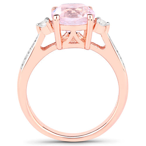 2.73 Carat Genuine Kunzite and White Topaz .925 Sterling Silver Ring on sale at MyriadMart