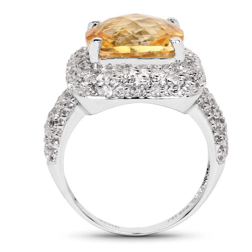 7.95 Carat Genuine Citrine and White Topaz .925 Sterling Silver Ring on sale at MyriadMart