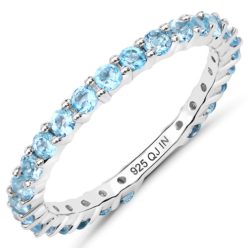 0.94 Carat Genuine Swiss Blue Topaz .925 Sterling Silver Ring on sale at MyriadMart
