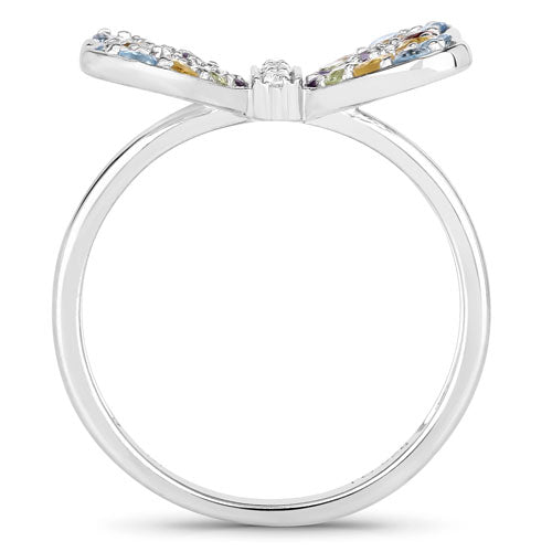 1.18 Carat Genuine Multi Stones .925 Sterling Silver Ring on sale at MyriadMart