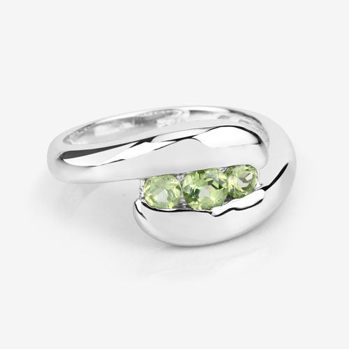 0.56 Carat Genuine Peridot .925 Sterling Silver Ring on sale at MyriadMart