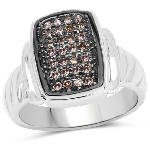 0.22 Carat Genuine Champagne Diamond .925 Sterling Silver Ring on sale at MyriadMart