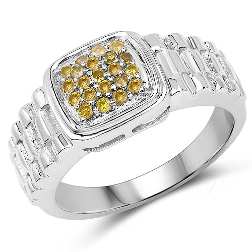 0.25 Carat Genuine Yellow Diamond .925 Sterling Silver Ring on sale at MyriadMart