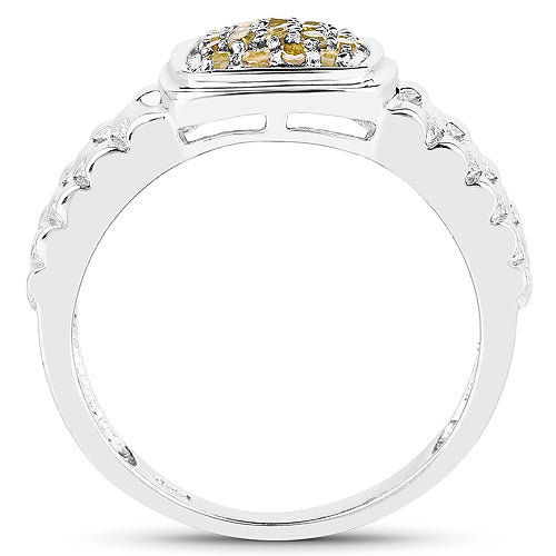 0.25 Carat Genuine Yellow Diamond .925 Sterling Silver Ring on sale at MyriadMart