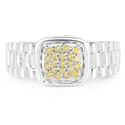 0.25 Carat Genuine Yellow Diamond .925 Sterling Silver Ring on sale at MyriadMart