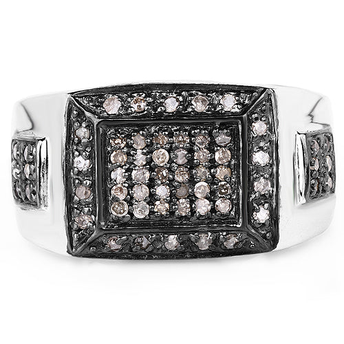 0.52 Carat Genuine Champagne Diamond .925 Sterling Silver Ring on sale at MyriadMart
