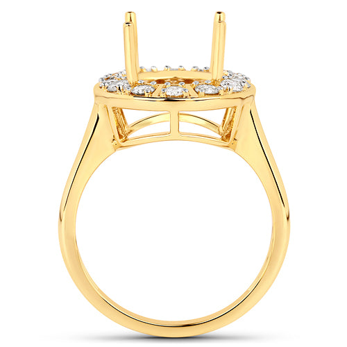 0.42 Carat Genuine White Diamond 14K Yellow Gold Semi Mount Ring - holds 11x9mm Oval Gemstone on sale at MyriadMart