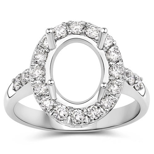 0.60 Carat Genuine White Diamond 14K White Gold Semi Mount Ring - holds 10x8mm Oval Gemstone on sale at MyriadMart