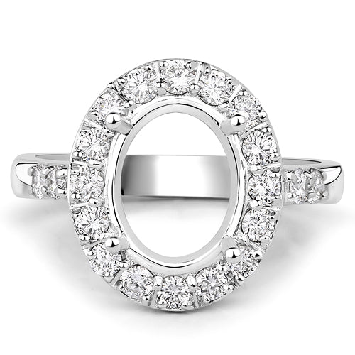 0.60 Carat Genuine White Diamond 14K White Gold Semi Mount Ring - holds 10x8mm Oval Gemstone on sale at MyriadMart