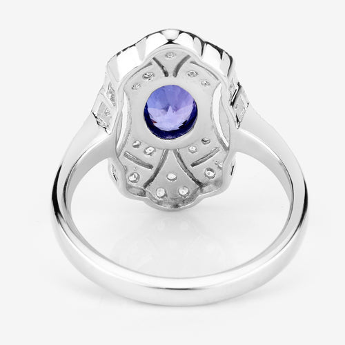 1.17 Carat Genuine Tanzanite and White Topaz .925 Sterling Silver Ring on sale at MyriadMart