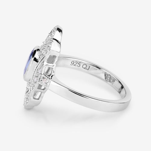 1.17 Carat Genuine Tanzanite and White Topaz .925 Sterling Silver Ring on sale at MyriadMart