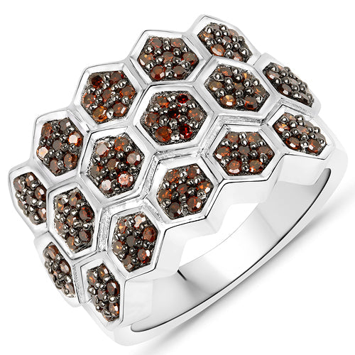 0.75 Carat Genuine Red Diamond .925 Sterling Silver Ring on sale at MyriadMart