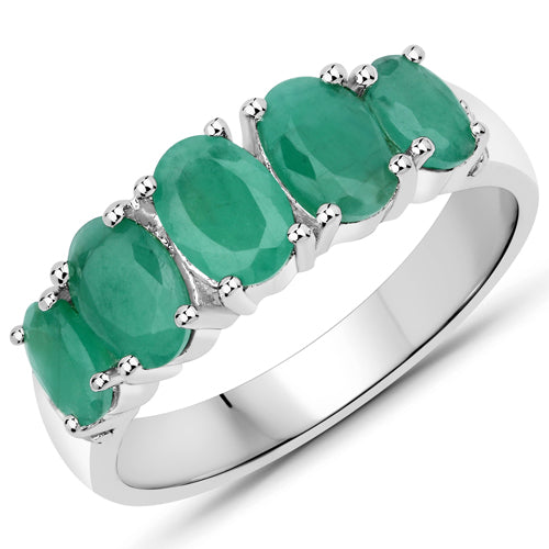 1.76 Carat Genuine Emerald and White Topaz .925 Sterling Silver Ring on sale at MyriadMart