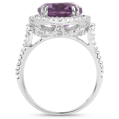 5.55 Carat Genuine Amethyst & White Topaz .925 Sterling Silver Ring on sale at MyriadMart