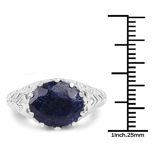 5.94 Carat Dyed Sapphire .925 Sterling Silver Ring on sale at MyriadMart