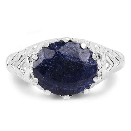 5.94 Carat Dyed Sapphire .925 Sterling Silver Ring on sale at MyriadMart