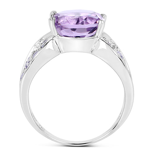 4.07 Carat Genuine Amethyst & Tanzanite .925 Sterling Silver Ring on sale at MyriadMart