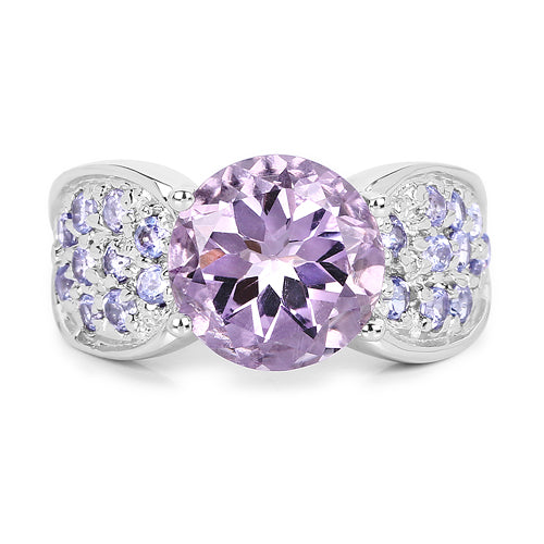 4.07 Carat Genuine Amethyst & Tanzanite .925 Sterling Silver Ring on sale at MyriadMart