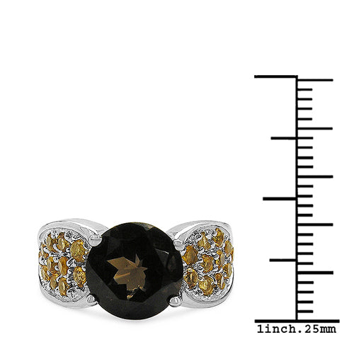 3.78 Carat Genuine Smoky Quartz & Citrine .925 Sterling Silver Ring on sale at MyriadMart