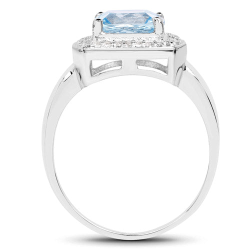 2.46 Carat Genuine Blue Topaz and White Topaz .925 Sterling Silver Ring on sale at MyriadMart