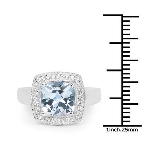 2.46 Carat Genuine Blue Topaz and White Topaz .925 Sterling Silver Ring on sale at MyriadMart