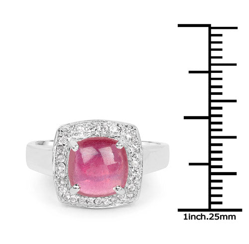 3.31 Carat Glass Filled Ruby and White Topaz .925 Sterling Silver Ring on sale at MyriadMart