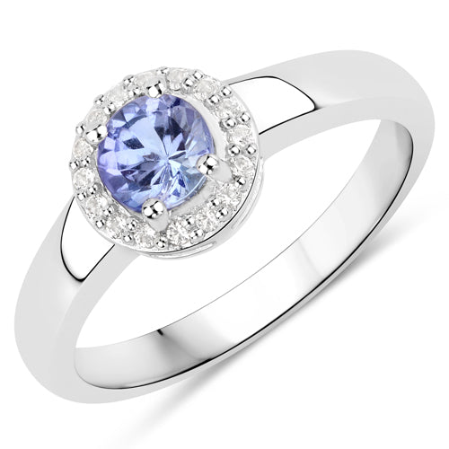0.55 Carat Genuine Tanzanite and White Topaz .925 Sterling Silver Ring on sale at MyriadMart