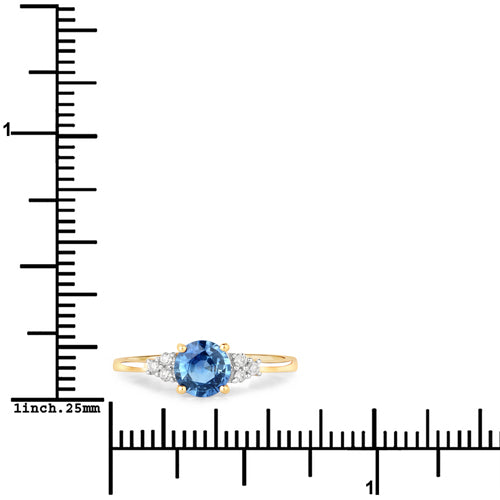 1.08 Carat Genuine Blue Sapphire and White Diamond 14K Yellow Gold Ring on sale at MyriadMart